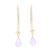 Gold plated rose quartz dangle earrings, 'Passionate Pink' - 22k Gold Plated Rose Quartz Dangle Earrings from India