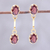Gold plated garnet dangle earrings, 'Dazzling Twins' - Gold Plated Garnet Dangle Earrings from India (image 2) thumbail