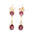 Gold plated garnet dangle earrings, 'Dazzling Twins' - Gold Plated Garnet Dangle Earrings from India thumbail