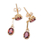 Gold plated garnet dangle earrings, 'Dazzling Twins' - Gold Plated Garnet Dangle Earrings from India (image 2c) thumbail