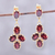 Gold plated garnet dangle earrings, 'Regal Dance' - 22k Gold Plated 10-Carat Garnet Dangle Earrings from India (image 2) thumbail
