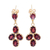 Gold plated garnet dangle earrings, 'Regal Dance' - 22k Gold Plated 10-Carat Garnet Dangle Earrings from India thumbail