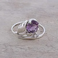 Anillo de cóctel de amatista, 'Lavender Charm' - Anillo de cóctel de amatista de 2,5 quilates procedente de la India