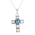 Citrine pendant necklace, 'Golden Faith' - Citrine and Composite Turquoise Cross Necklace from India