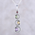 Multi-gemstone pendant necklace, 'Dancing Crescents' - Crescent Motif Multi-Gemstone Pendant Necklace from India