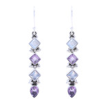 Amethyst and rainbow moonstone dangle earrings, 'Gemstone Fusion' - Amethyst and Rainbow Moonstone Dangle Earrings from India