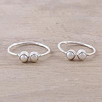 Cultured pearl toe rings, 'Twin Elegance' - Cultured Pearl Toe Rings Crafted in India