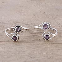 Amethyst toe rings, 'Lovely Trend' (pair) - Faceted Amethyst Toe Rings Crafted in India (Pair)