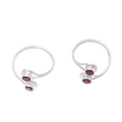 Garnet toe rings, 'Lovely Style' - Faceted Garnet Toe Rings Crafted in India