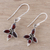 Garnet dangle earrings, 'Garnet Dazzle' - Faceted Marquise Garnet Dangle Earrings from India (image 2b) thumbail