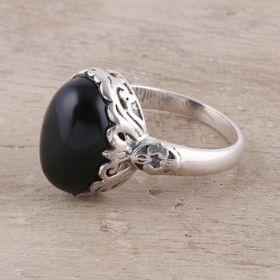 Oval Onyx Cocktail Ring in Black from India - Glamorous Beauty in Black ...