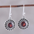 Garnet dangle earrings, 'Circular Sparkle' - Circular Garnet Dangle Earrings from India (image 2) thumbail