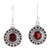 Garnet dangle earrings, 'Circular Sparkle' - Circular Garnet Dangle Earrings from India thumbail