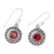 Garnet dangle earrings, 'Circular Sparkle' - Circular Garnet Dangle Earrings from India (image 2c) thumbail