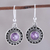 Amethyst dangle earrings, 'Circular Sparkle' - Circular Amethyst Dangle Earrings from India (image 2) thumbail