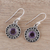 Amethyst dangle earrings, 'Circular Sparkle' - Circular Amethyst Dangle Earrings from India (image 2b) thumbail