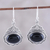Onyx dangle earrings, 'Jeweled Glory' - Black Oval Onyx Dangle Earrings from India (image 2) thumbail