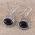 Onyx dangle earrings, 'Jeweled Glory' - Black Oval Onyx Dangle Earrings from India