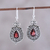 Garnet dangle earrings, 'Classic Style' - Pear Garnet Dangle Earrings from India thumbail