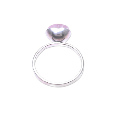 Rose quartz cocktail ring, 'Gemstone Heart' - Heart-Shaped Rose Quartz Cocktail Ring from India