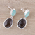 Smoky quartz and chalcedony dangle earrings, 'Dip Into Dusk' - Smoky Quartz and Chalcedony Sterling Silver Dangle Earrings (image 2b) thumbail
