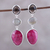 Multi-gemstone dangle earrings, 'Sweet Chic' - Ruby and Smoky Quartz Sterling Silver Dangle Earrings (image 2) thumbail