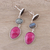 Multi-gemstone dangle earrings, 'Sweet Chic' - Ruby and Smoky Quartz Sterling Silver Dangle Earrings (image 2b) thumbail
