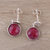 Ruby dangle earrings, 'Sparkle and Fire' - Faceted Ruby and Sterling Silver Dangle Earrings from India (image 2b) thumbail