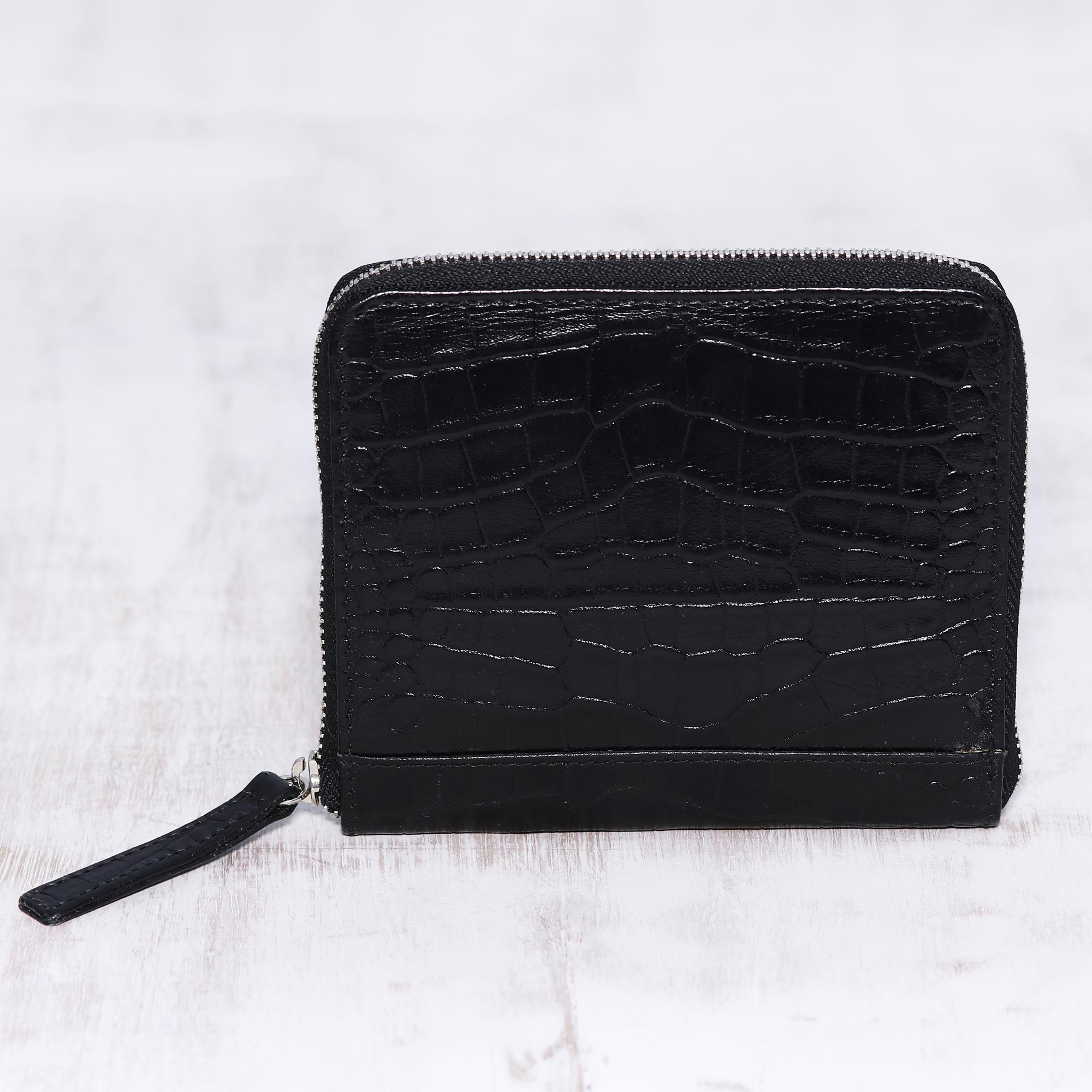 Female Long Wallet New Patent Leather Crocodile Pattern Ladies