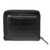 Leather wallet, 'Travel Light in Black' - Black Leather Zippered Wallet with Crocodile Motif