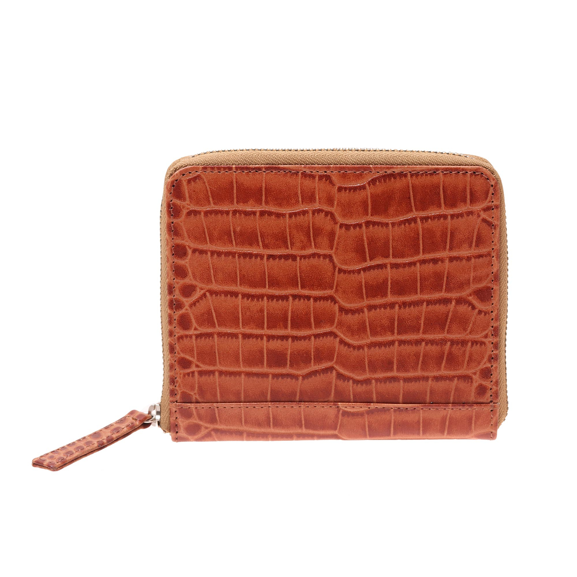 UNICEF Market | Russet Brown Leather Zippered Wallet with Crocodile ...