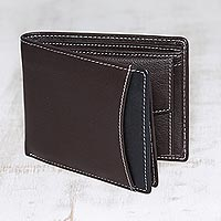 Men's leather wallet, 'City Sophisticate in Brown'