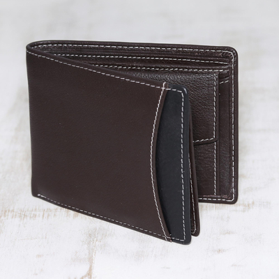 Mens leather wallet, City Sophisticate in Brown