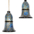 Papier mache ornaments, 'Blue Bloom' (set of 4) - Papier Mache Bell Ornaments in Blue from India (Set of 4) (image 2b) thumbail