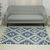 Wool area rug, 'Fantastic Frets' (4x6) - Blue and Ivory Fret Diamond Motif Handwoven Wool Rug (4x6)