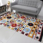 Wool area rug, 'Geometric Kaleidoscope' (5x8) - Multi-Color Geometric Motif Handwoven Wool Rug (5x8)