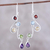 Multi-gemstone dangle earrings, 'Dancing Rainbow' - Multi-Gemstone and Scrolling Sterling Silver Dangle Earrings thumbail
