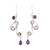 Multi-gemstone dangle earrings, 'Dancing Rainbow' - Multi-Gemstone and Scrolling Sterling Silver Dangle Earrings (image 2a) thumbail