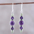 Amethyst and peridot dangle earrings, 'Peaceful Fusion' - Amethyst and Peridot Sterling Silver Dangle Earrings