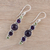 Amethyst and peridot dangle earrings, 'Peaceful Fusion' - Amethyst and Peridot Sterling Silver Dangle Earrings (image 2b) thumbail
