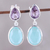 Amethyst and chalcedony dangle earrings, 'Dip Into Water' - Amethyst and Chalcedony Dangle Earrings from India