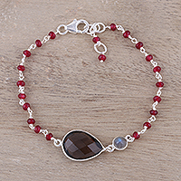 Multi-gemstone pendant bracelet, 'colourful Elegance' - Multi-Gemstone Pendant Bracelet from India