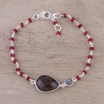 Multi-gemstone pendant bracelet, 'Colorful Elegance' - Multi-Gemstone Pendant Bracelet from India