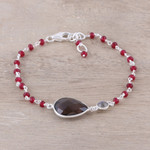 Multi-gemstone pendant bracelet, 'Colorful Elegance' - Multi-Gemstone Pendant Bracelet from India