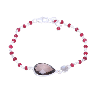 Multi-gemstone pendant bracelet, 'Colorful Elegance' - Multi-Gemstone Pendant Bracelet from India