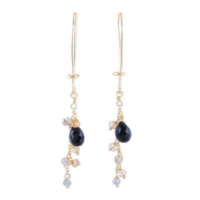 22k Gold Plated Multi-Gemstone Dangle Earrings from India