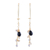 Gold plated multi-gemstone dangle earrings, 'Magical Midnight' - 22k Gold Plated Multi-Gemstone Dangle Earrings from India