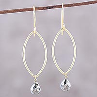 Gold plated pyrite dangle earrings, Metallic Gleam