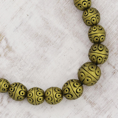 Collar de cuentas de cerámica - Collar de cuentas de cerámica en tono dorado de la India