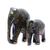 Papier mache figurines, 'Maternal Glow in Black' (pair) - Gold-Tone Floral Papier Mache Elephant Sculptures (Pair)